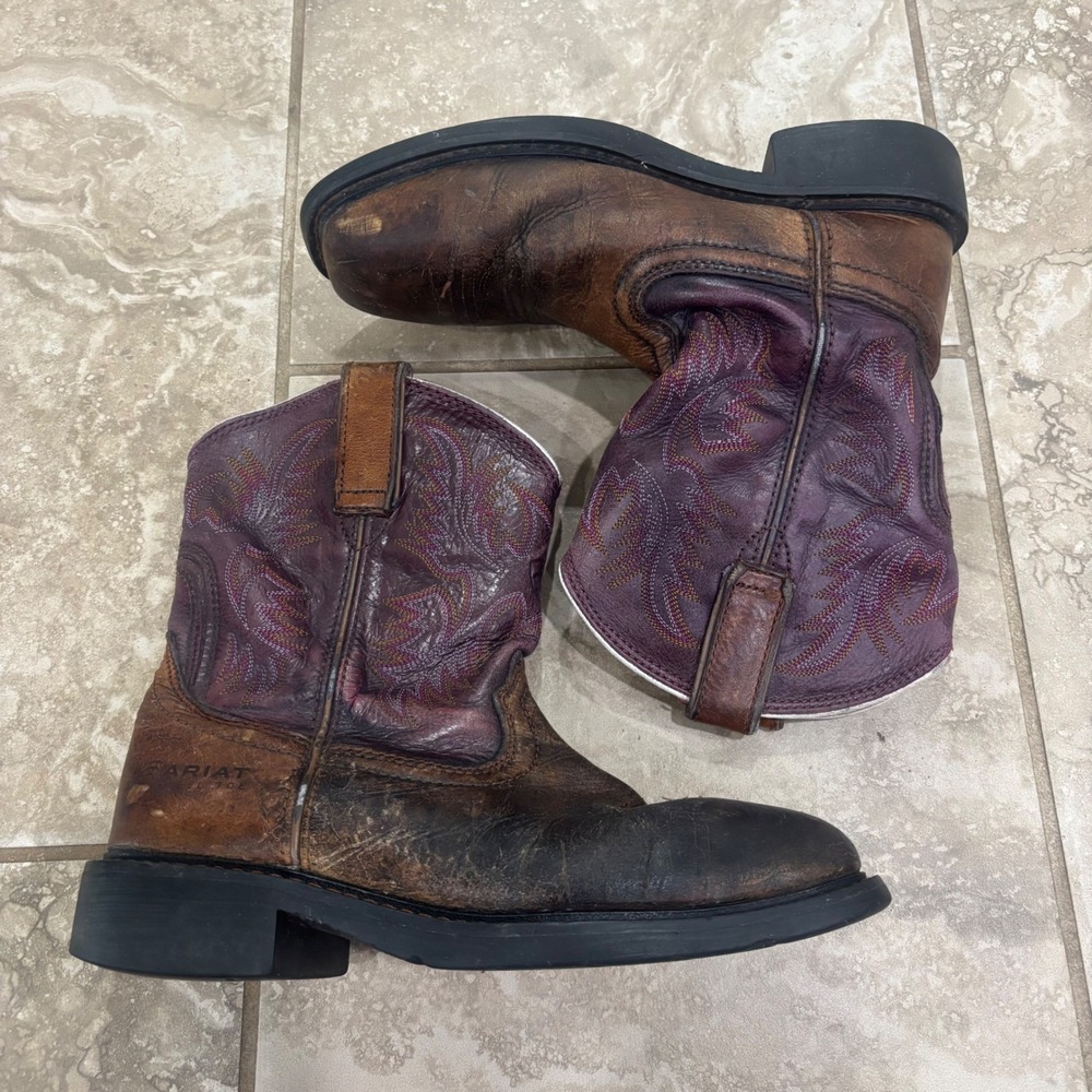 Ariat Womens Krista Steel Toe Work Boots Brown Purple Leather 10009494 Size 6B - Picture 6 of 15